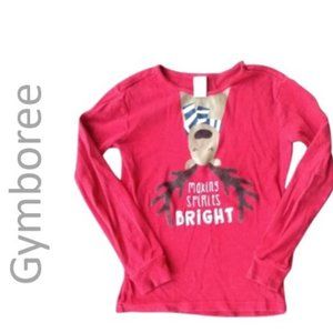 EUC Gymboree dark red long sleeves shirt with Reindeer applique
